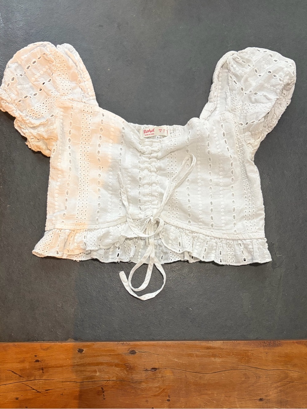 Cropped tie front blouse